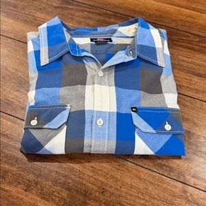 Quiksilver Blue and grey Plaid Shirt
